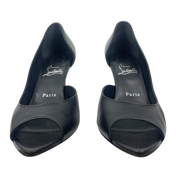Christian Louboutin Open Apostropha 80 d'Orsay Leather Pump Black Size 38 - Picture 5 of 13